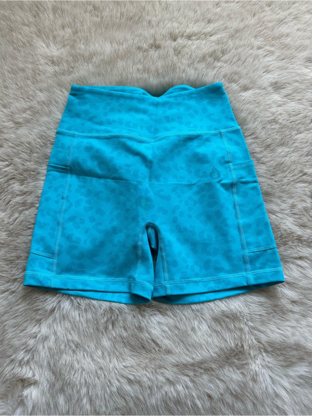 Ryderwear Turquoise Leopard-Print High-Waist Bike Shorts